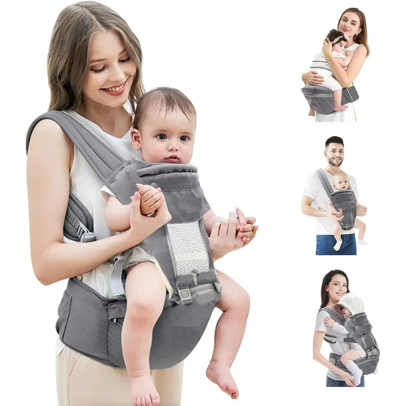 Baby Carrier for 0 to 3 Year | Adjustable Multiple Positions | Comfortable Baby Carrying Bag for New Born & Toddler | Upto 14 Kgs | Grey