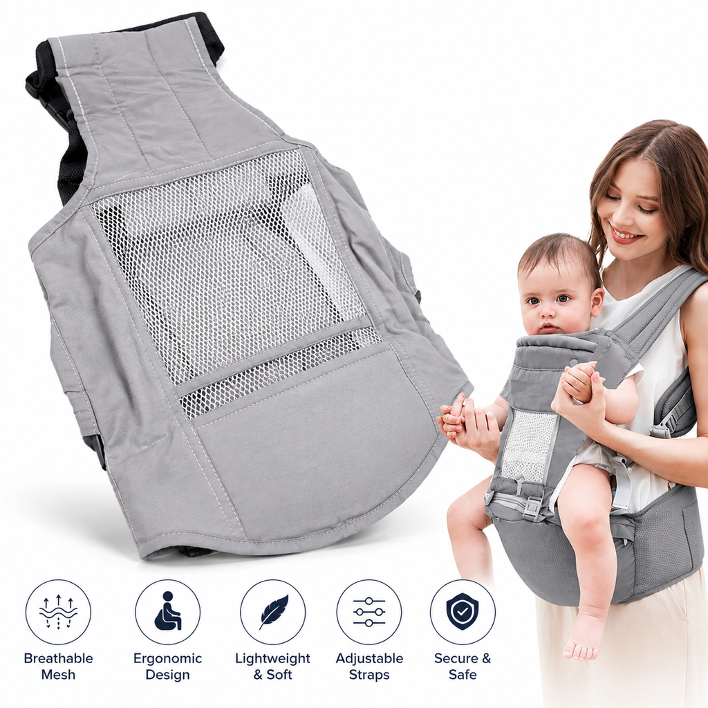 Baby Carrier for 0 to 3 Year | Adjustable Multiple Positions | Comfortable Baby Carrying Bag for New Born & Toddler | Upto 14 Kgs | Grey