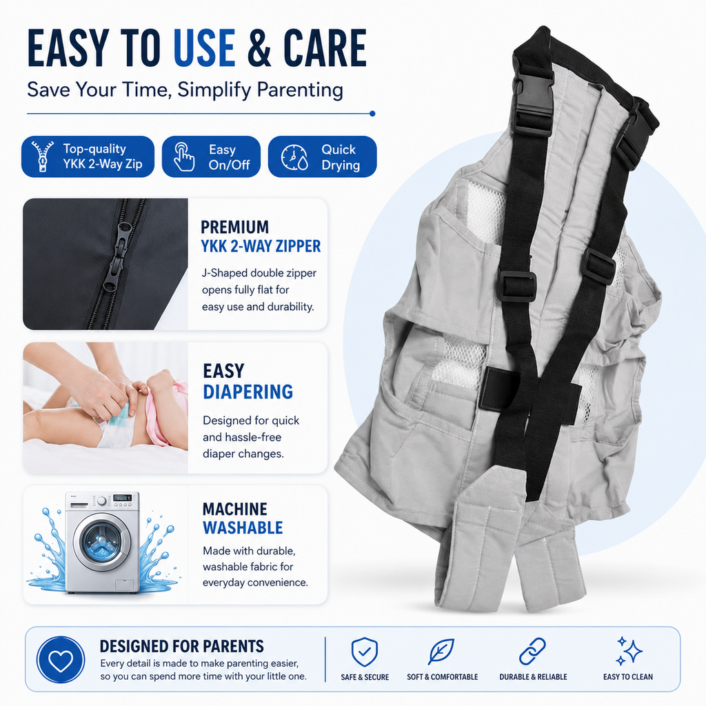Baby Carrier for 0 to 3 Year | Adjustable Multiple Positions | Comfortable Baby Carrying Bag for New Born & Toddler | Upto 14 Kgs | Grey