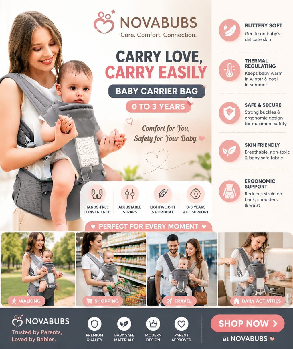 Baby Carrier for 0 to 3 Year | Adjustable Multiple Positions | Comfortable Baby Carrying Bag for New Born & Toddler | Upto 14 Kgs | Grey