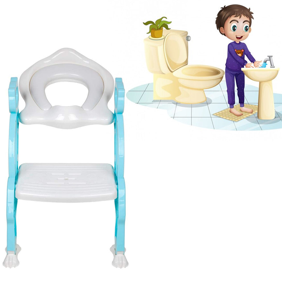 Baby Potty Training Toilet Seat with Step Stool Ladder | Non-Slip | Foldable | 18 Months–7 Years | Novabubs