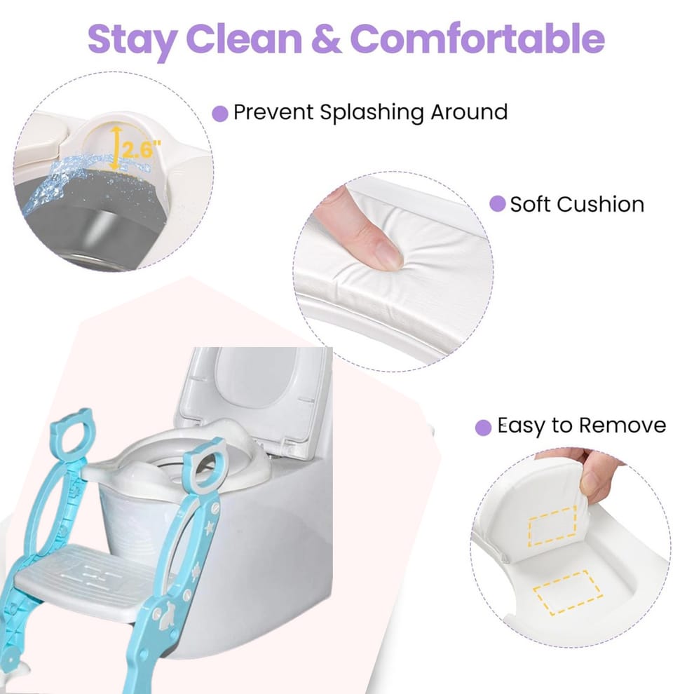 Baby Potty Training Toilet Seat with Step Stool Ladder | Non-Slip | Foldable | 18 Months–7 Years | Novabubs