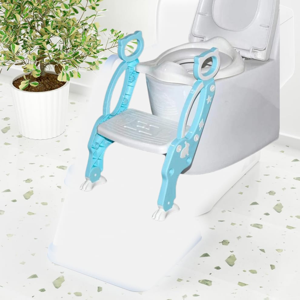 Baby Potty Training Toilet Seat with Step Stool Ladder | Non-Slip | Foldable | 18 Months–7 Years | Novabubs