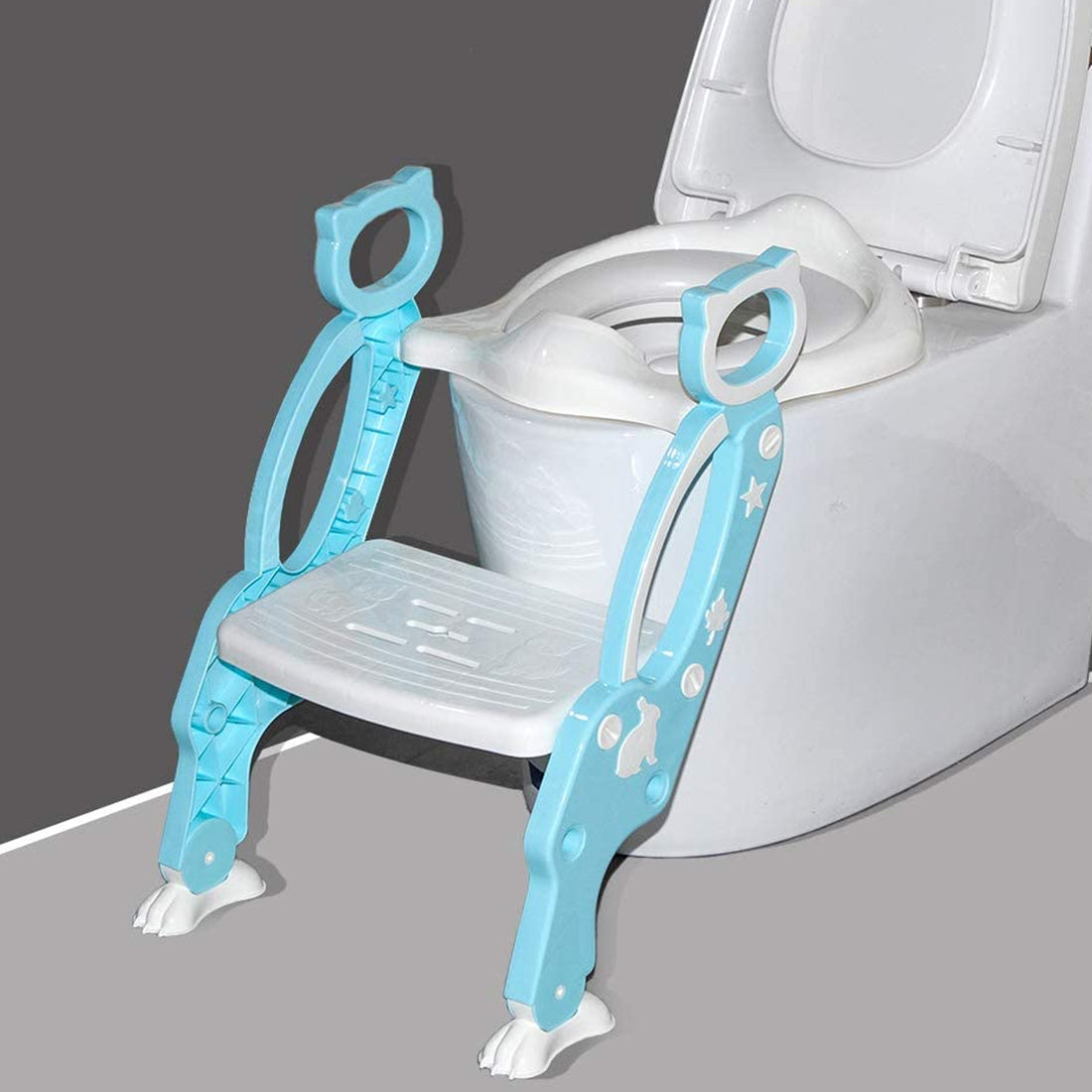 Baby Potty Training Toilet Seat with Step Stool Ladder | Non-Slip | Foldable | 18 Months–7 Years | Novabubs