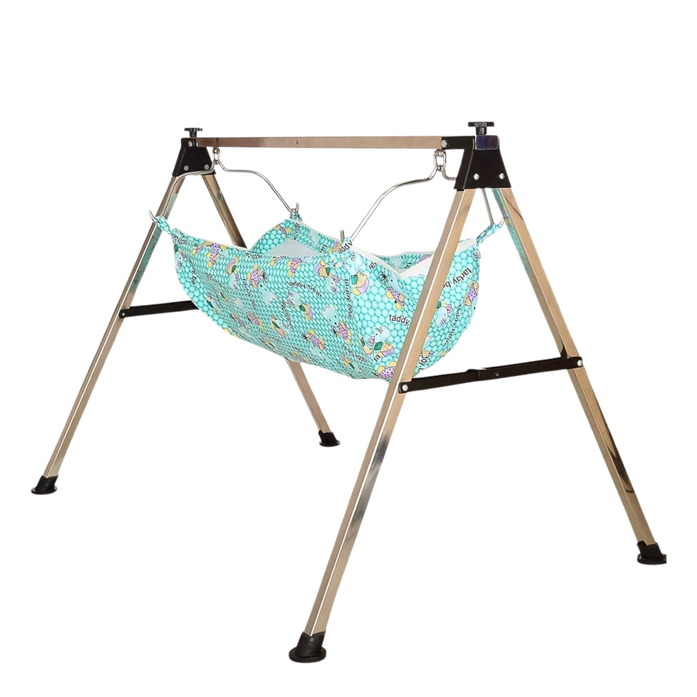 Baby Cradle Ghodiyu | Portable Foldable Stainless Steel Swing Stand | Newborn to 12 Months