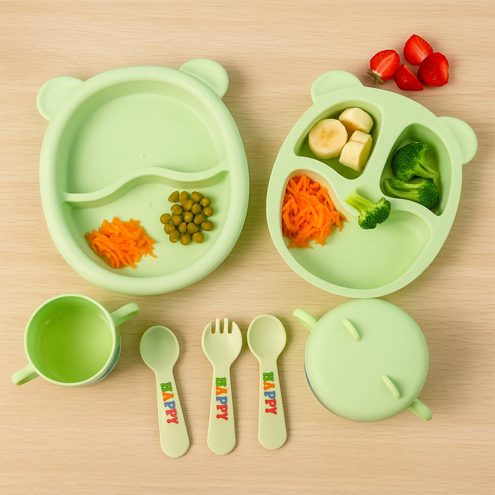 Baby Feeding Dinner Set for Kids & Toddlers | 8 Pcs BPA Free | Cartoon Tableware | Novabubs