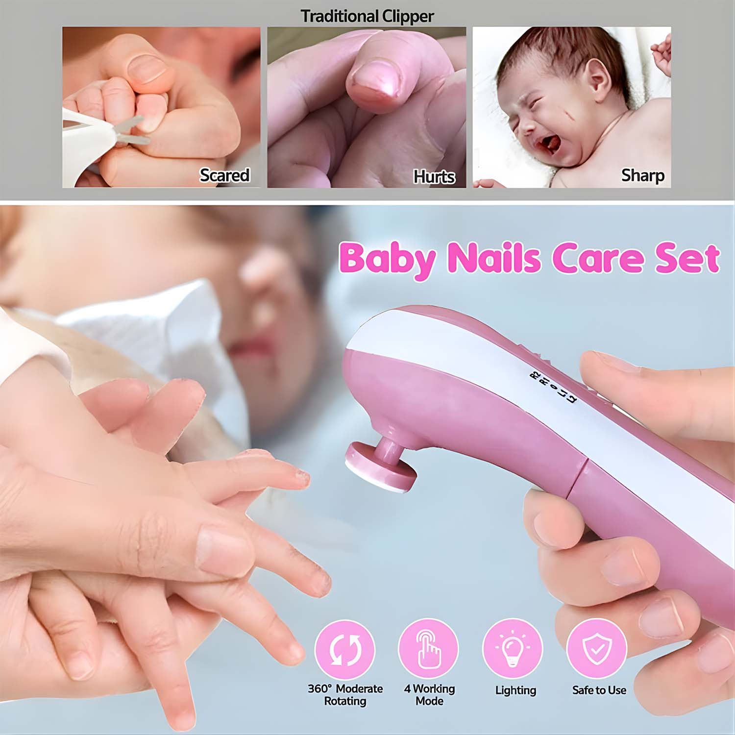 Age guide for nail trimmer grinding heads — newborn to toddler